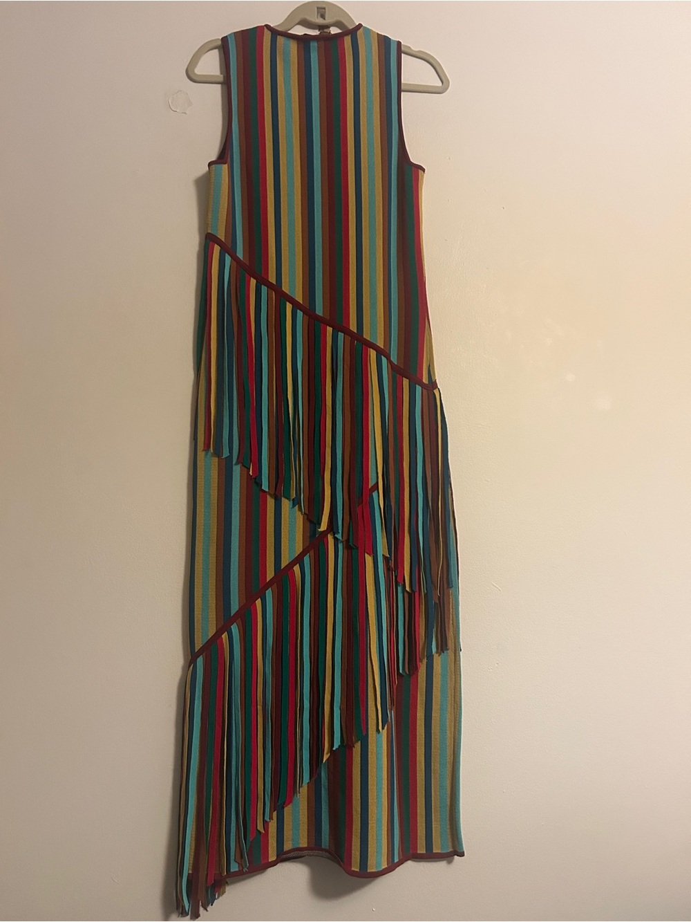 Simon Miller Spiral Knit Maxi Dress Fringe Rainbow Multicolor Sleeveless M boho - Picture 13 of 16